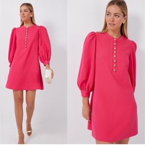 POMANDER PLACE TUCKERNUCK Samantha Puff Sleeve Mini Dress NWT Cerise Pink Sz. S